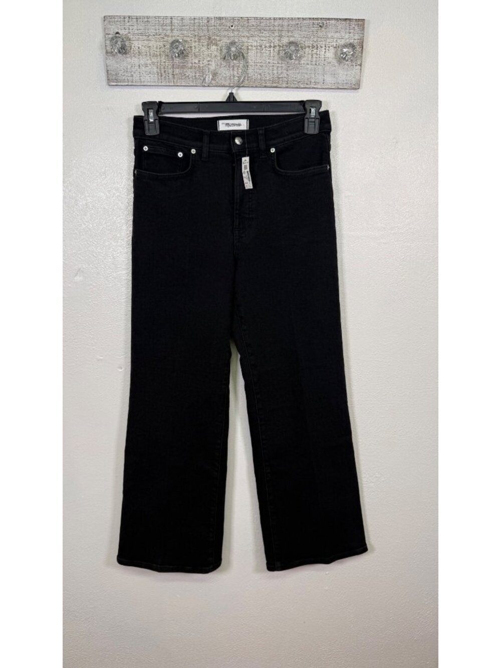 Madewell Wide Leg Jeans Black Frost High Rise Denim Womens 28 Super Stretch